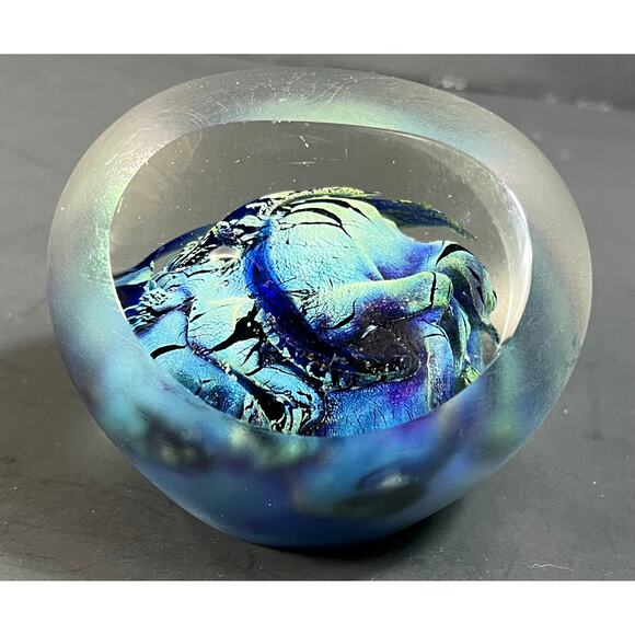 1989 Mark Wells Art Glass Paperweight Vintage - Picture 11 of 15